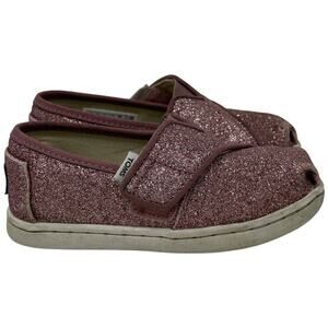 Toms Toddler 7 Shoes Sparkle Pink Alpargata Hook & Loop